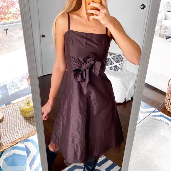 🤎 DAMIANI BROWN BOW FESTIVE HOLIDAY DRESS! - Picture 1 of 15